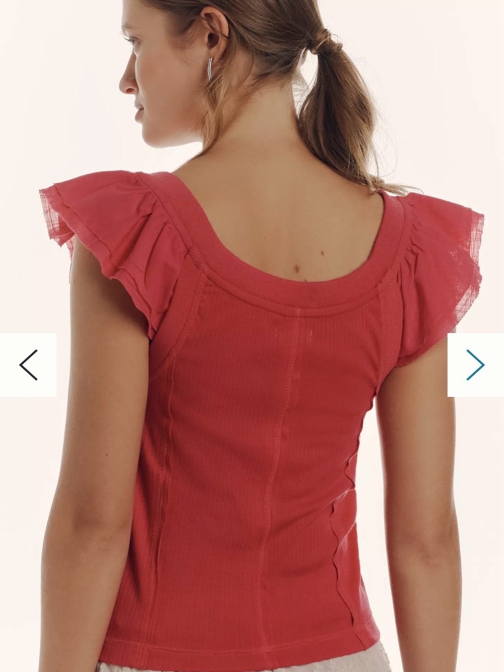 Pilcro Ribbed Tank with Ruffle Trim - Bright Pink - Picture 2 of 5